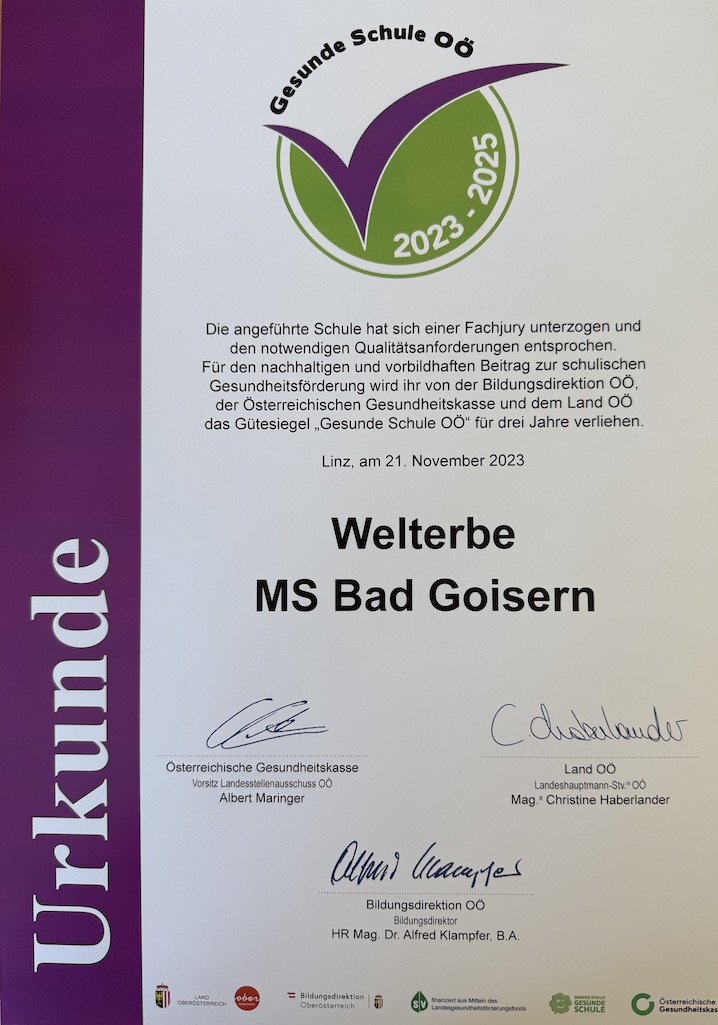 Zertifikat Gesunde Schule